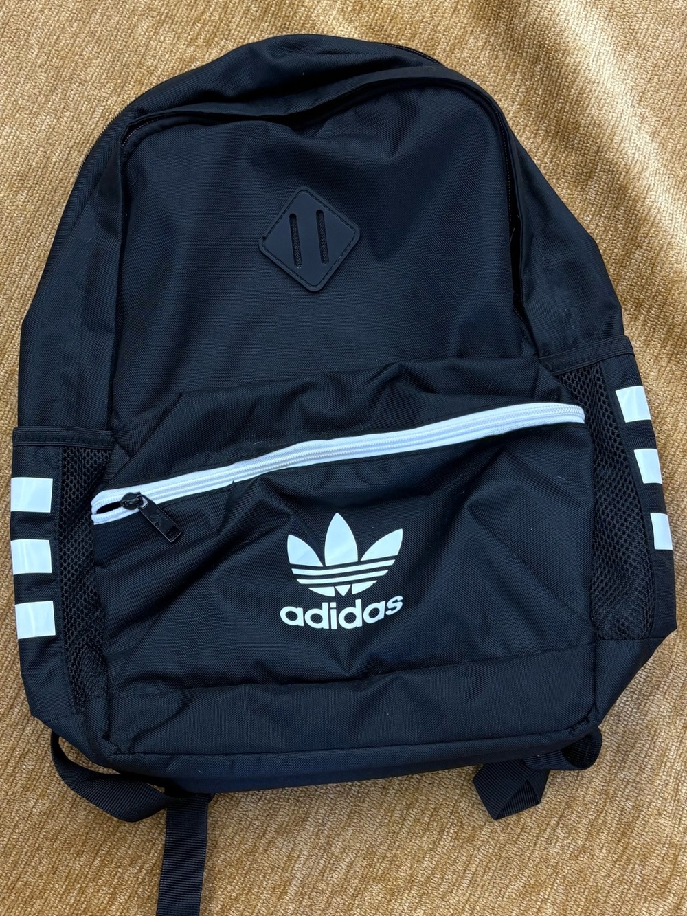 adidas multi-pocket Black Backpack with White Trefoil and Accents